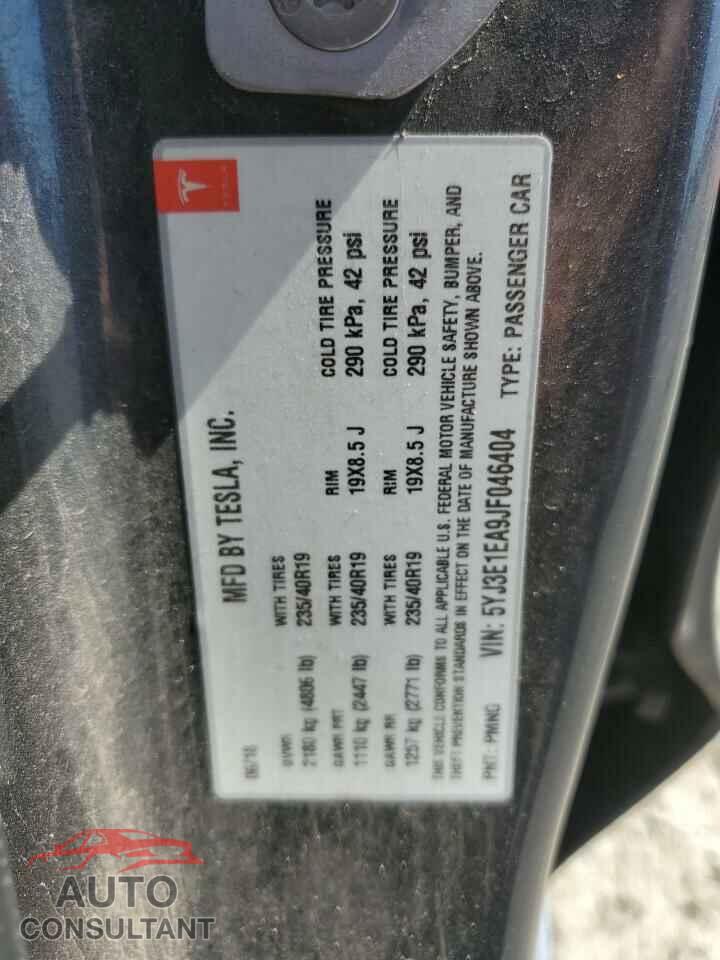 TESLA MODEL 3 2018 - 5YJ3E1EA9JF046404