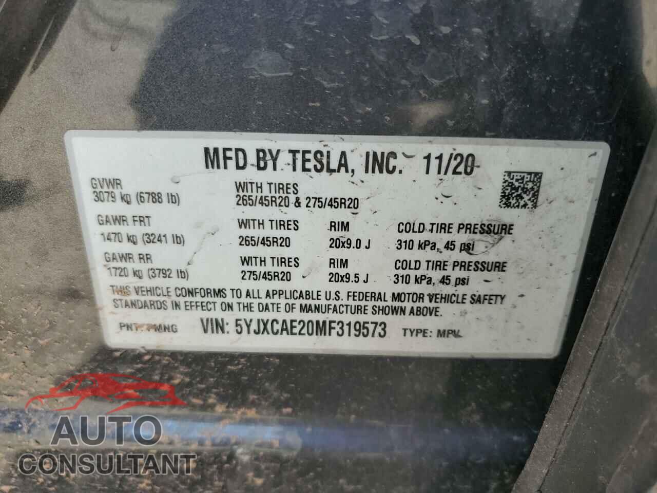 TESLA MODEL X 2021 - 5YJXCAE20MF319573