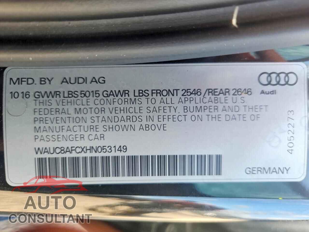 AUDI A6 2017 - WAUC8AFCXHN053149