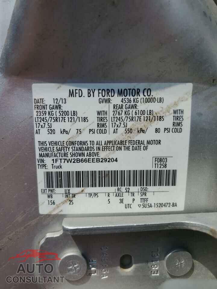 FORD F250 2014 - 1FT7W2B66EEB29204