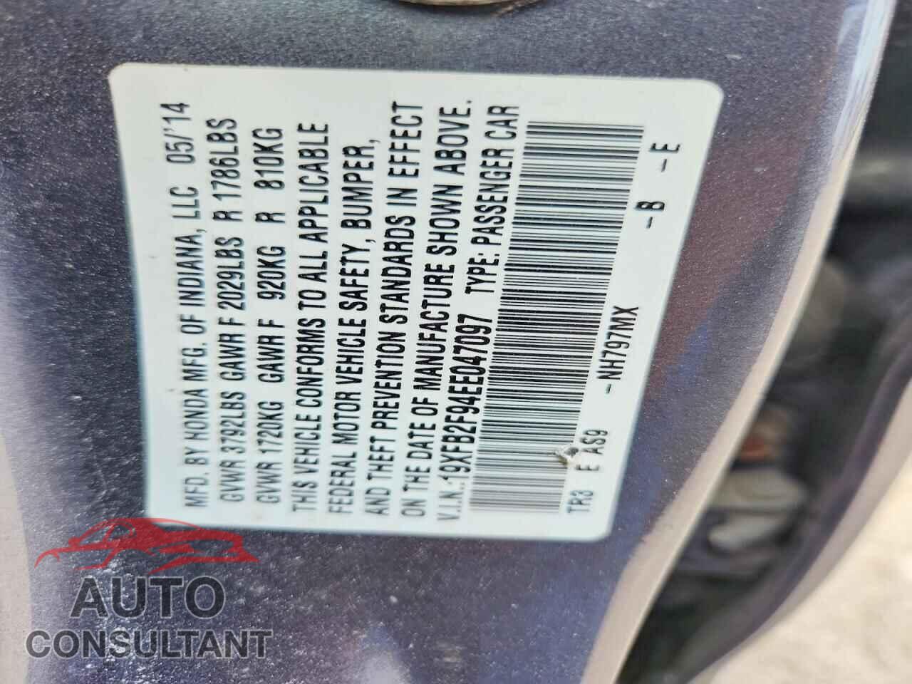 HONDA CIVIC 2014 - 19XFB2F94EE047097