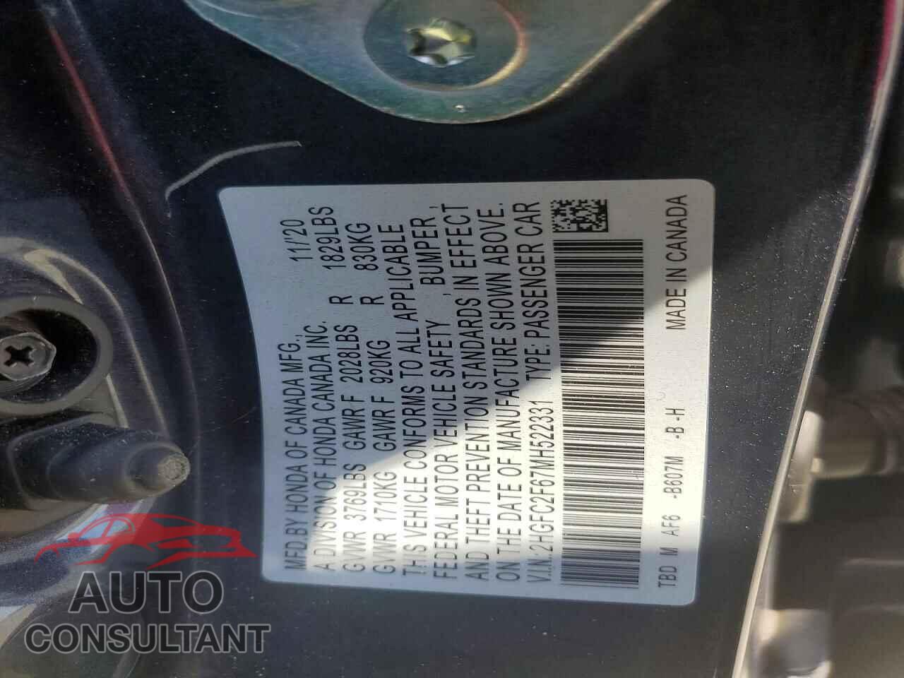 HONDA CIVIC 2021 - 2HGFC2F67MH522331