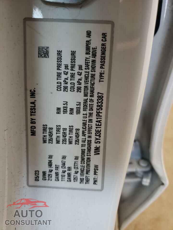 TESLA MODEL 3 2023 - 5YJ3E1EA1PF583387