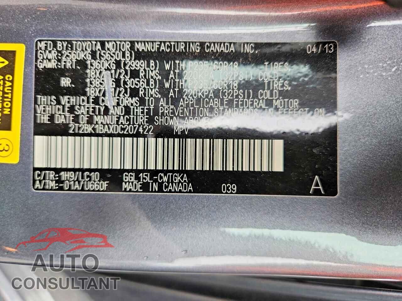 LEXUS RX350 2013 - 2T2BK1BAXDC207422