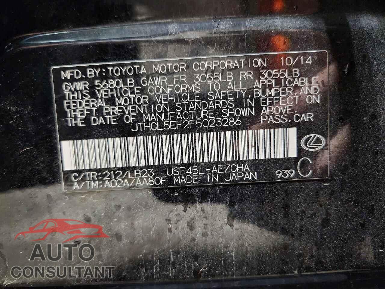 LEXUS LS460 2015 - JTHCL5EF2F5023286