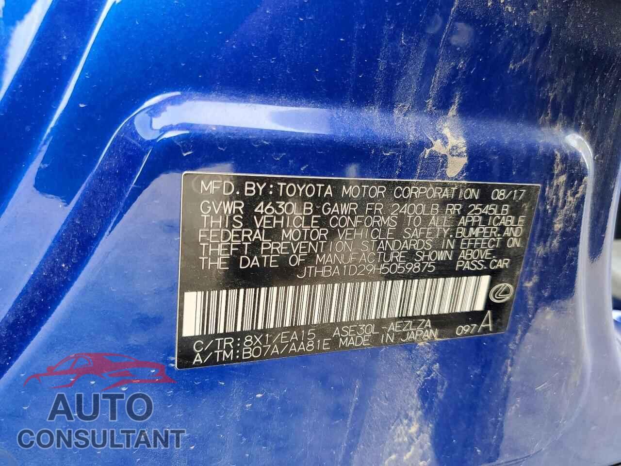 LEXUS IS 2017 - JTHBA1D29H5059875