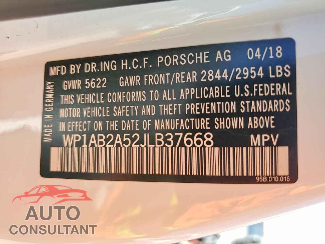 PORSCHE MACAN 2018 - WP1AB2A52JLB37668