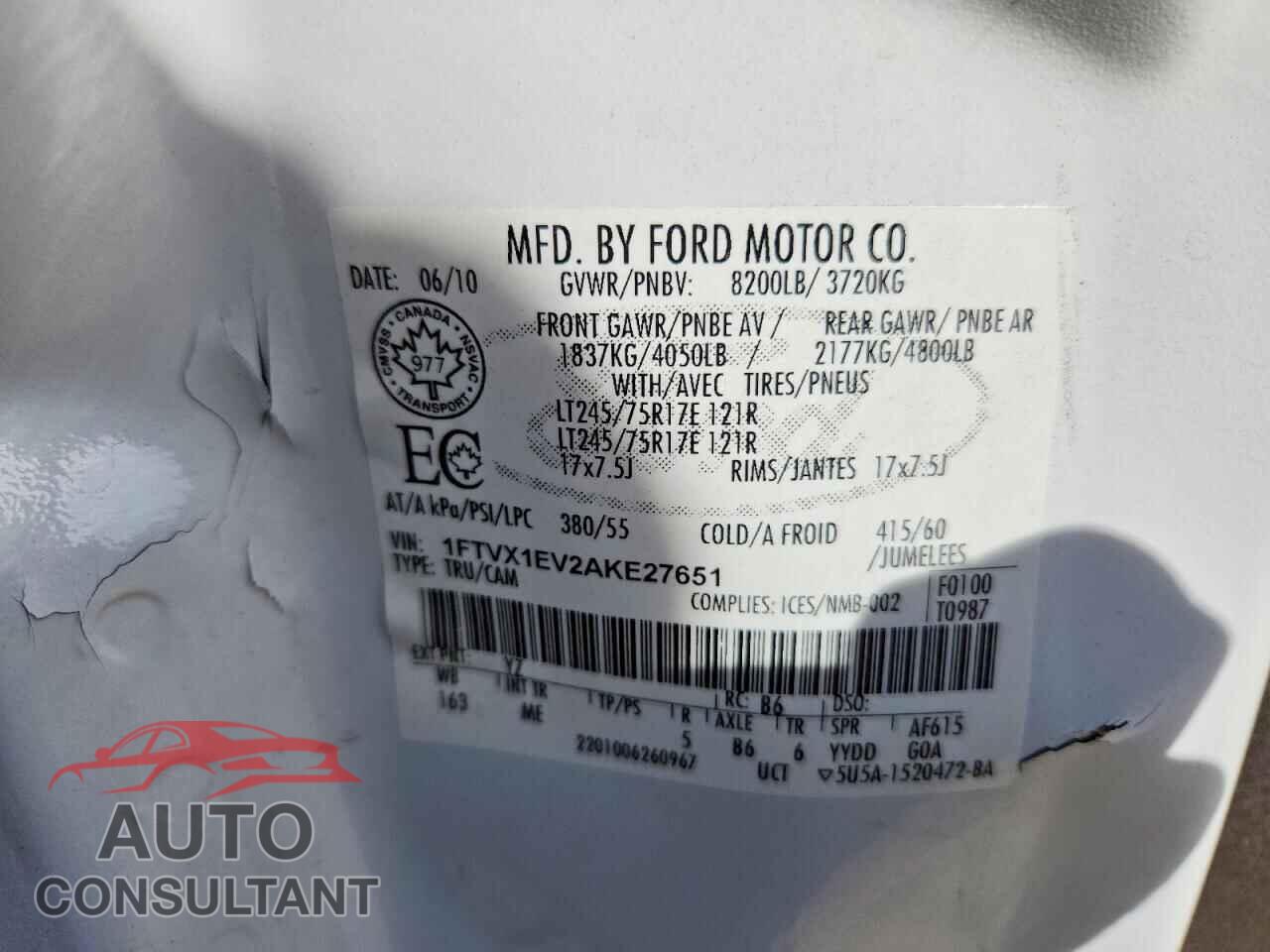 FORD F150 2010 - 1FTVX1EV2AKE27651