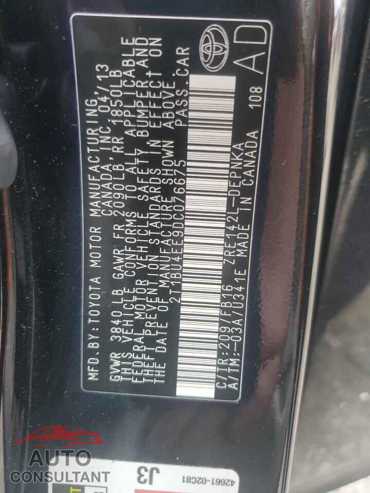 TOYOTA COROLLA 2013 - 2T1BU4EE9DC076675