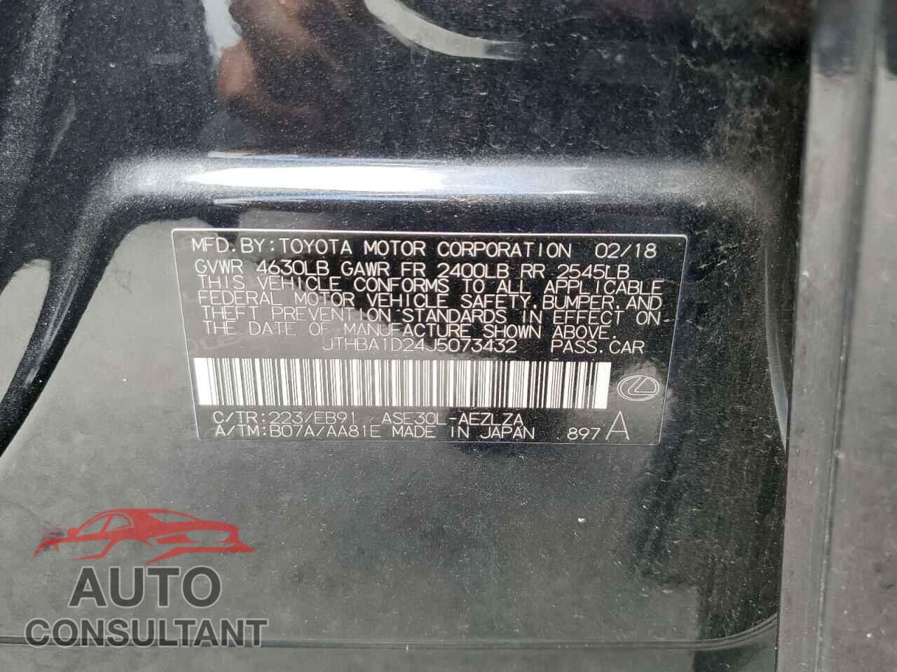 LEXUS IS 2018 - JTHBA1D24J5073432