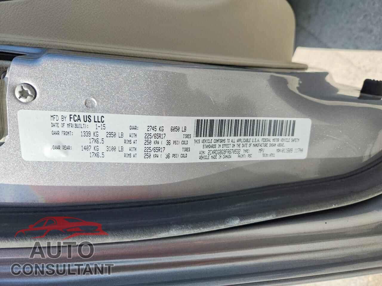 DODGE CARAVAN 2015 - 2C4RDGBG9FR670532