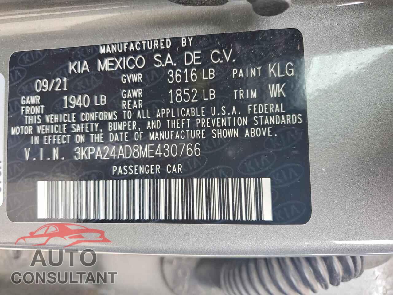 KIA RIO 2021 - 3KPA24AD8ME430766