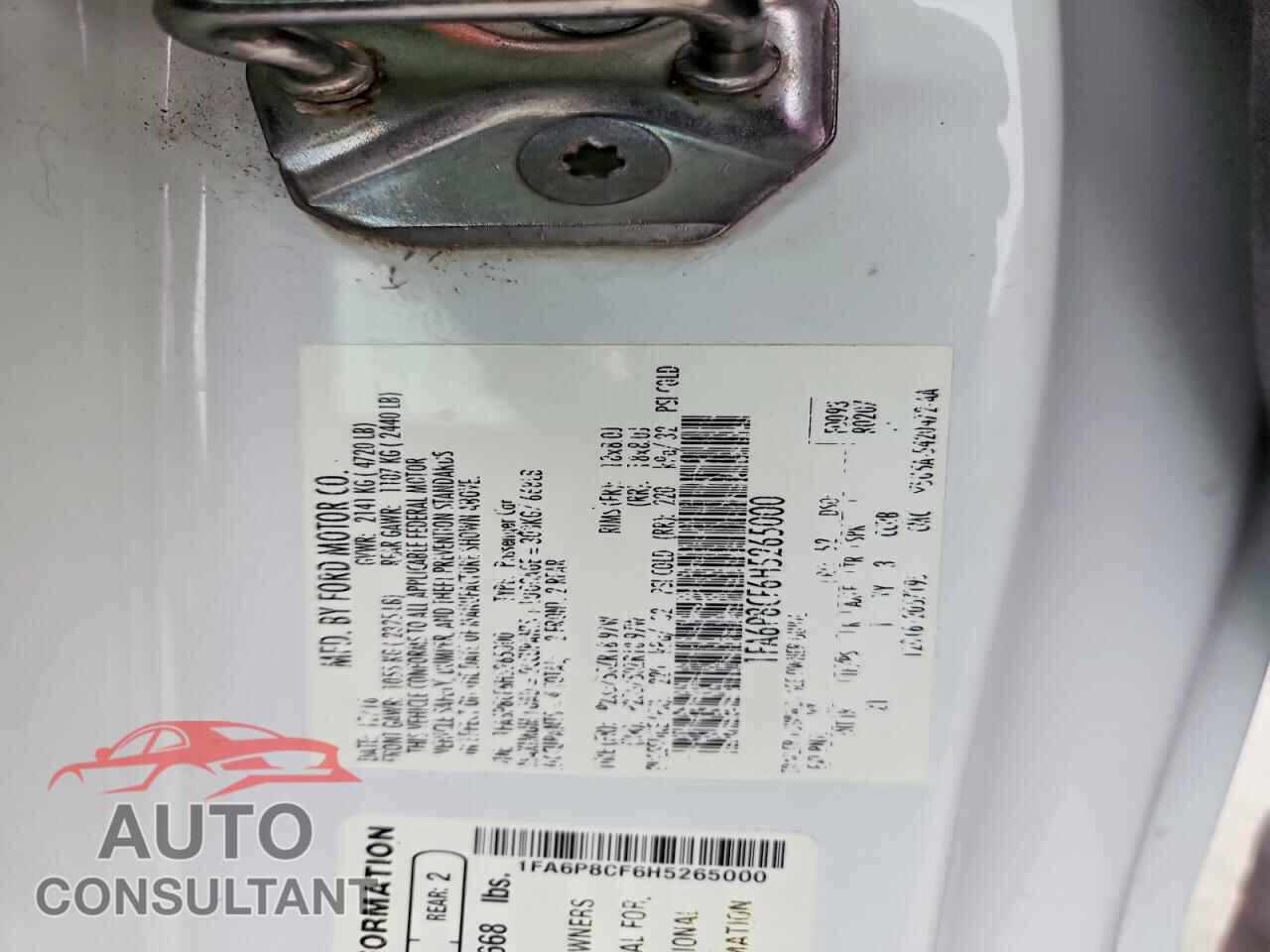 FORD MUSTANG 2017 - 1FA6P8CF6H5265000