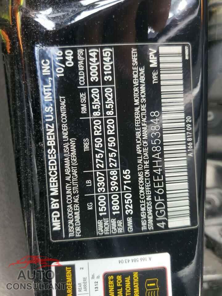 MERCEDES-BENZ GLS-CLASS 2017 - 4JGDF6EE4HA853848