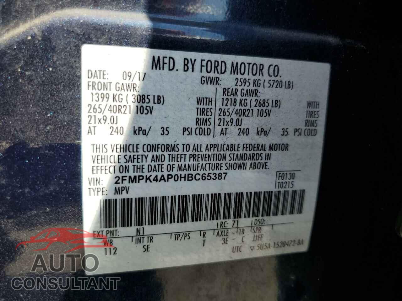 FORD EDGE 2017 - 2FMPK4AP0HBC65387
