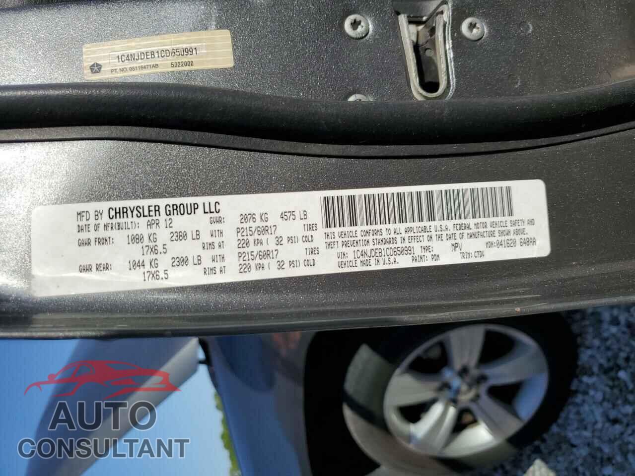 JEEP COMPASS 2012 - 1C4NJDEB1CD650991
