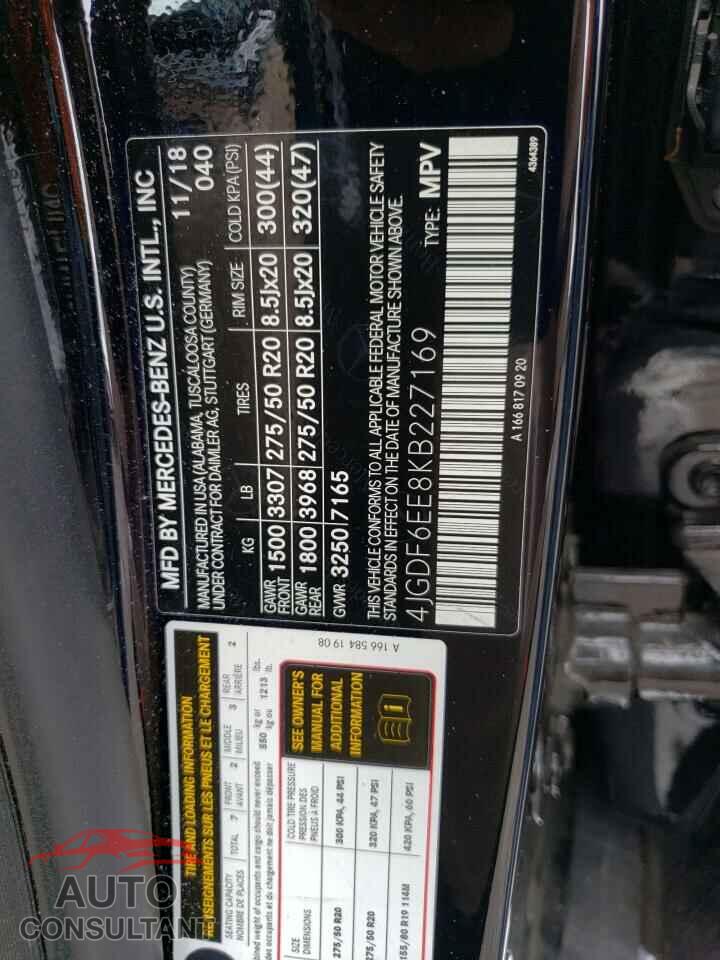 MERCEDES-BENZ GLS-CLASS 2019 - 4JGDF6EE8KB227169