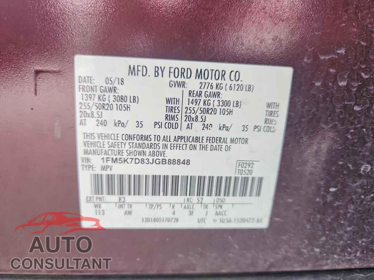 FORD EXPLORER 2018 - 1FM5K7D83JGB88848
