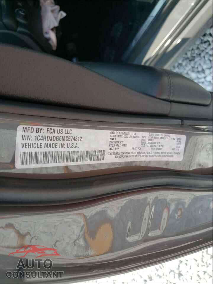 DODGE DURANGO 2021 - 1C4RDJDG6MC574812