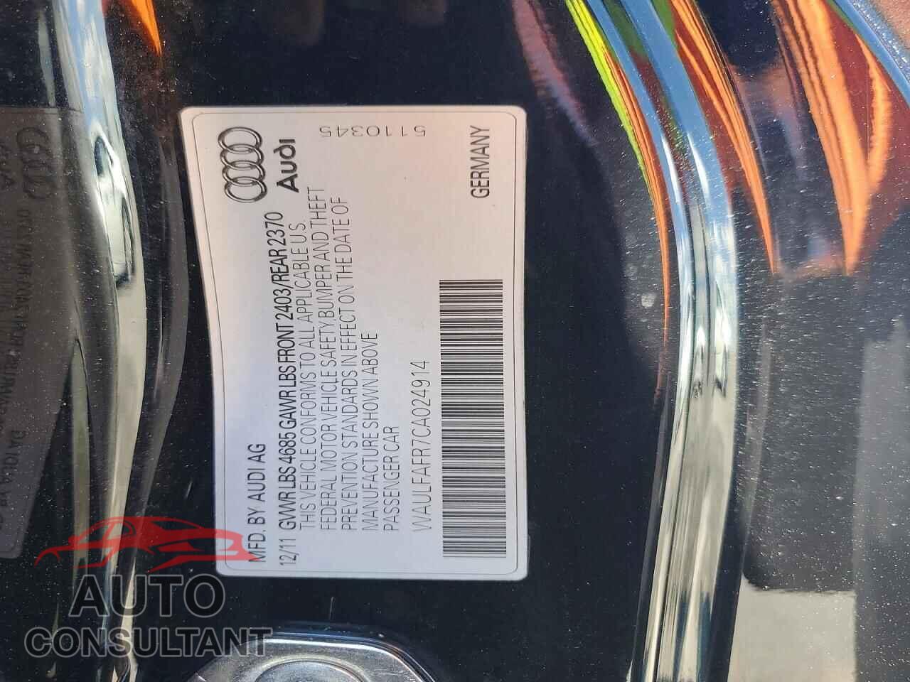 AUDI A5 2012 - WAULFAFR7CA024914