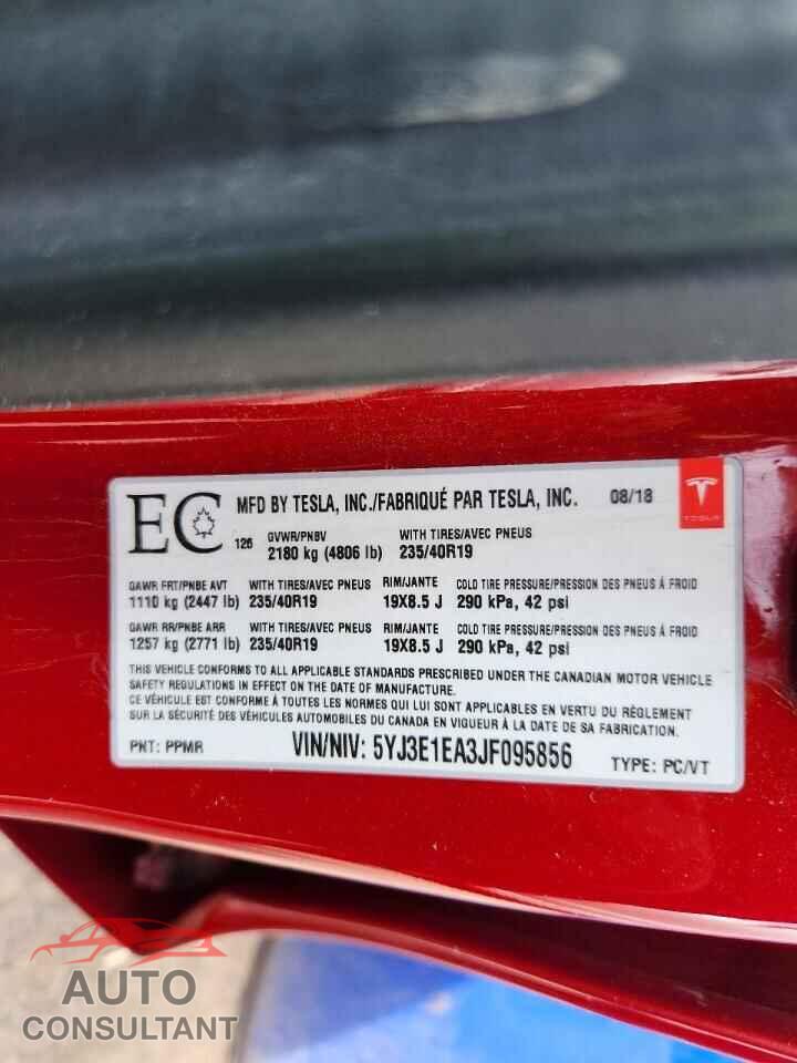 TESLA MODEL 3 2018 - 5YJ3E1EA3JF095856