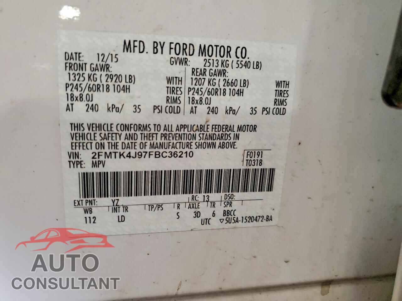 FORD EDGE 2015 - 2FMTK4J97FBC36210