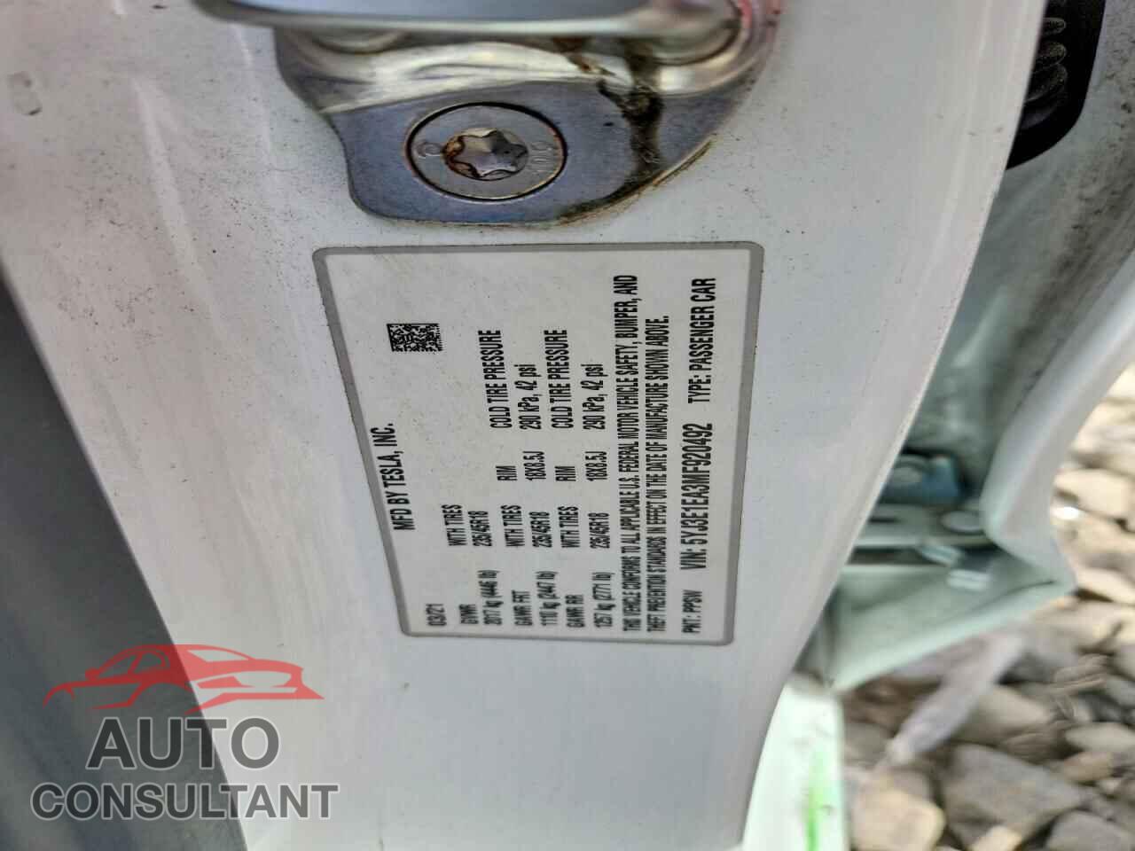 TESLA MODEL 3 2021 - 5YJ3E1EA3MF920492