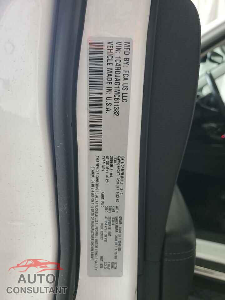 DODGE DURANGO 2021 - 1C4RDJAG1MC611382