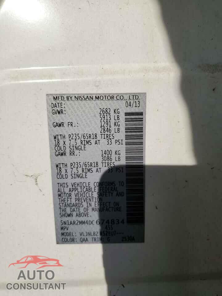 NISSAN PATHFINDER 2013 - 5N1AR2MM4DC674834