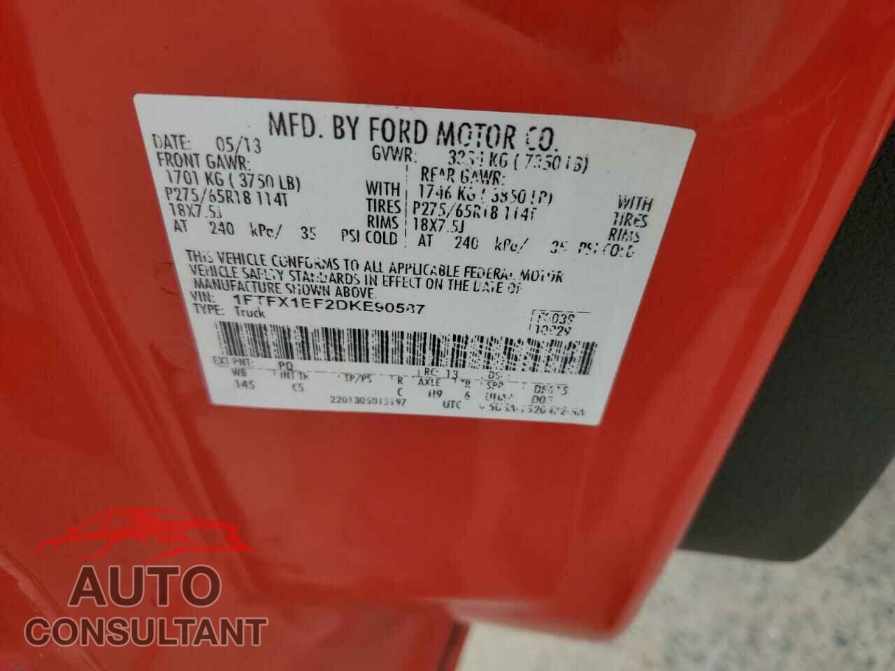 FORD F-150 2013 - 1FTFX1EF2DKE90587