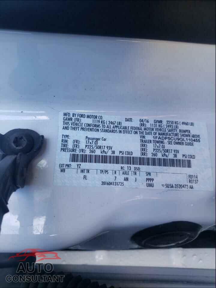 FORD CMAX 2016 - 1FADP5CU9GL110455