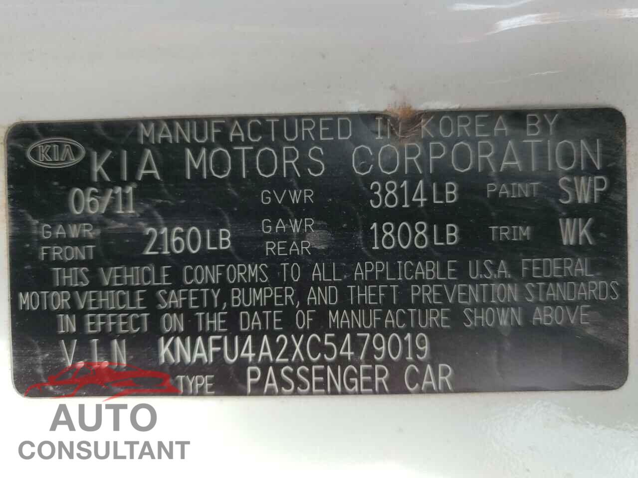 KIA FORTE 2012 - KNAFU4A2XC5479019