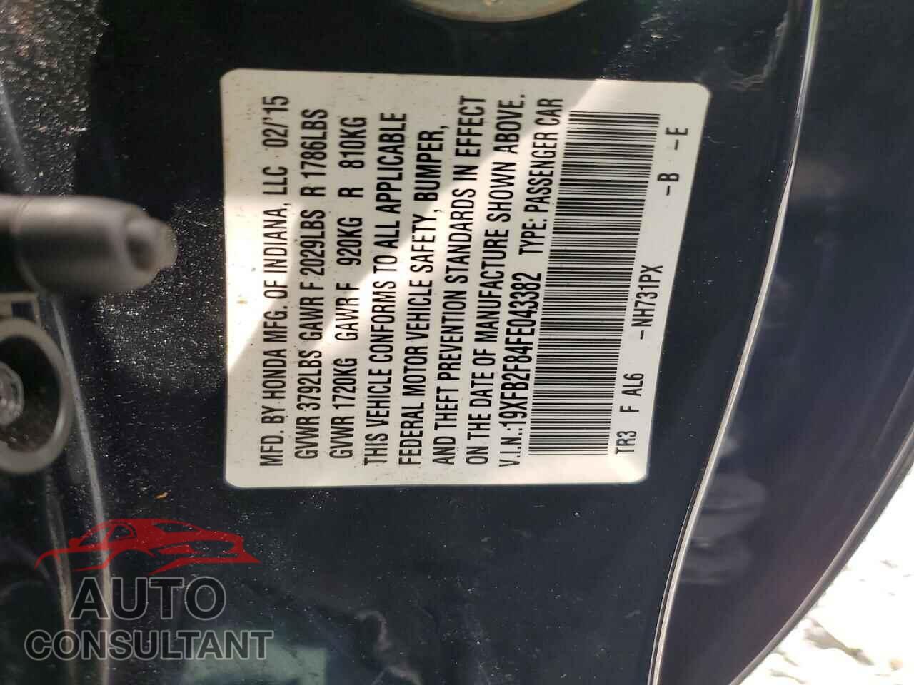 HONDA CIVIC 2015 - 19XFB2F84FE043382