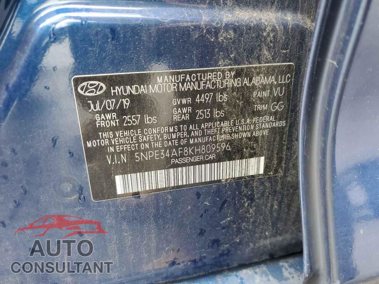 HYUNDAI SONATA 2019 - 5NPE34AF8KH809596