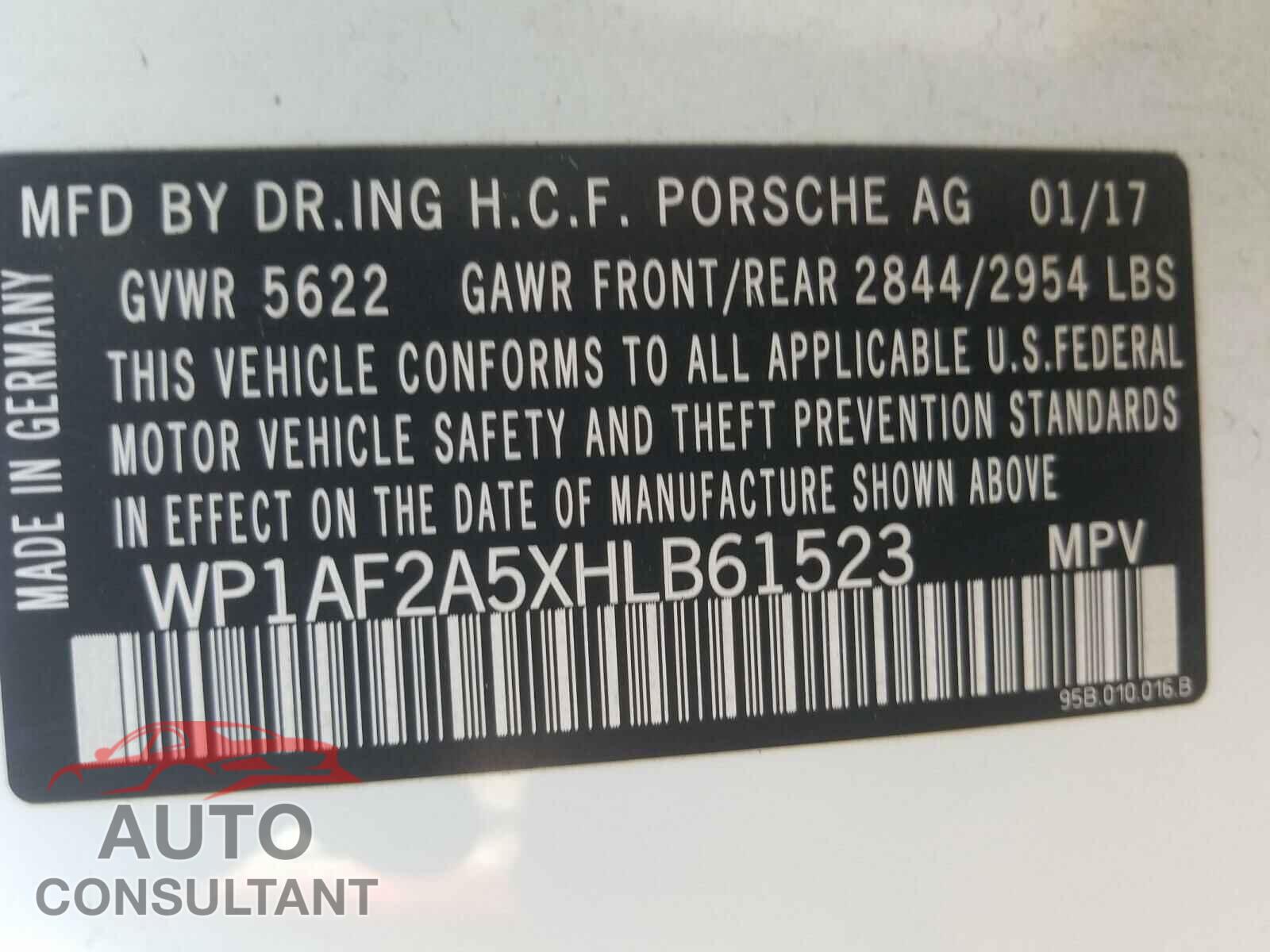 PORSCHE MACAN 2017 - WP1AF2A5XHLB61523