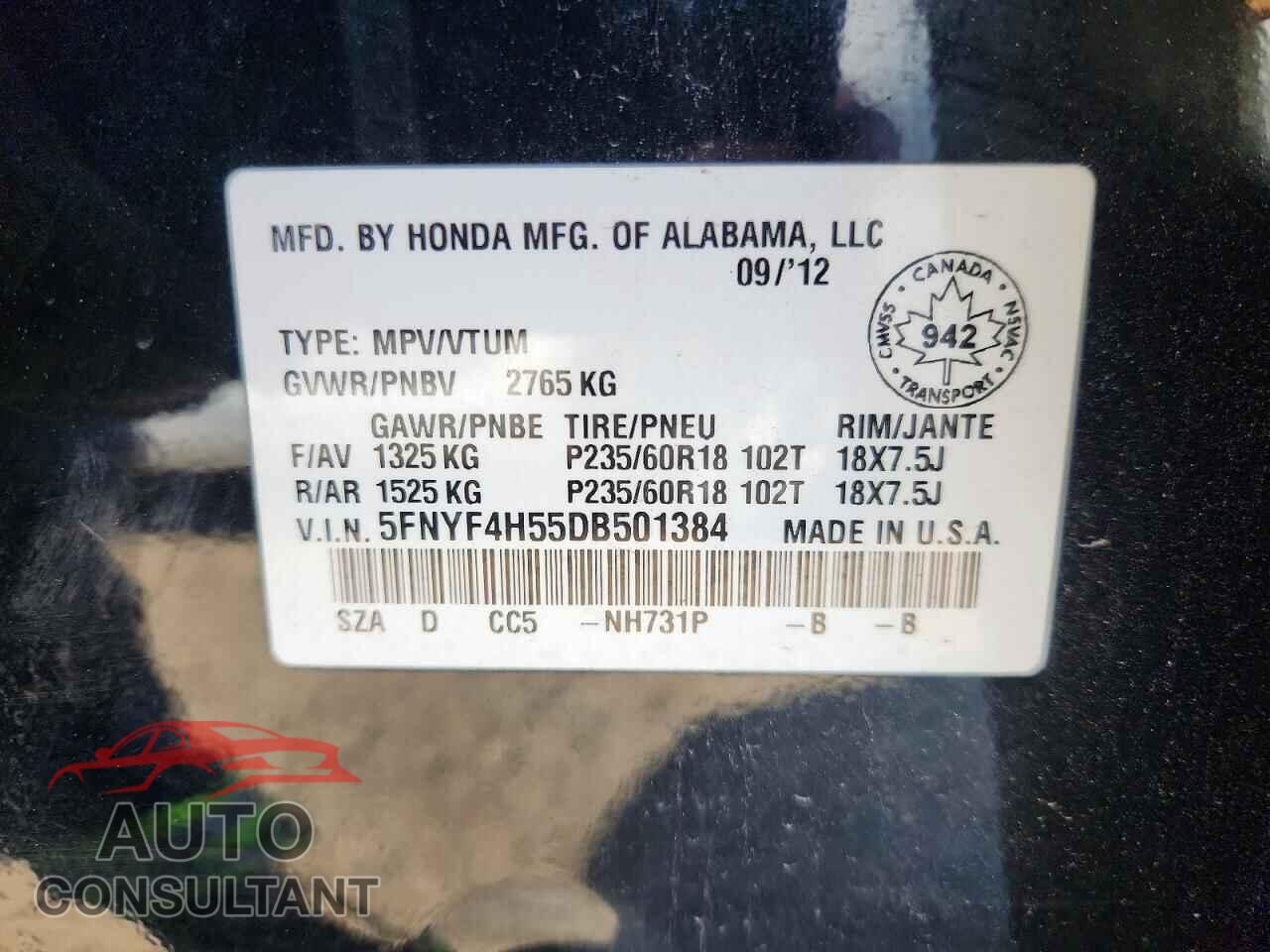 HONDA PILOT 2013 - 5FNYF4H55DB501384