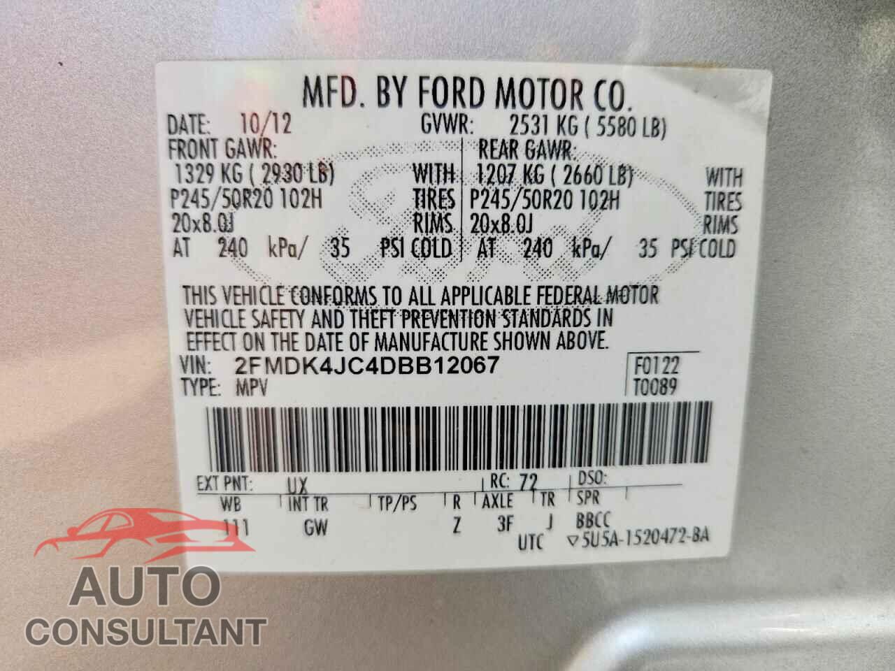FORD EDGE 2013 - 2FMDK4JC4DBB12067