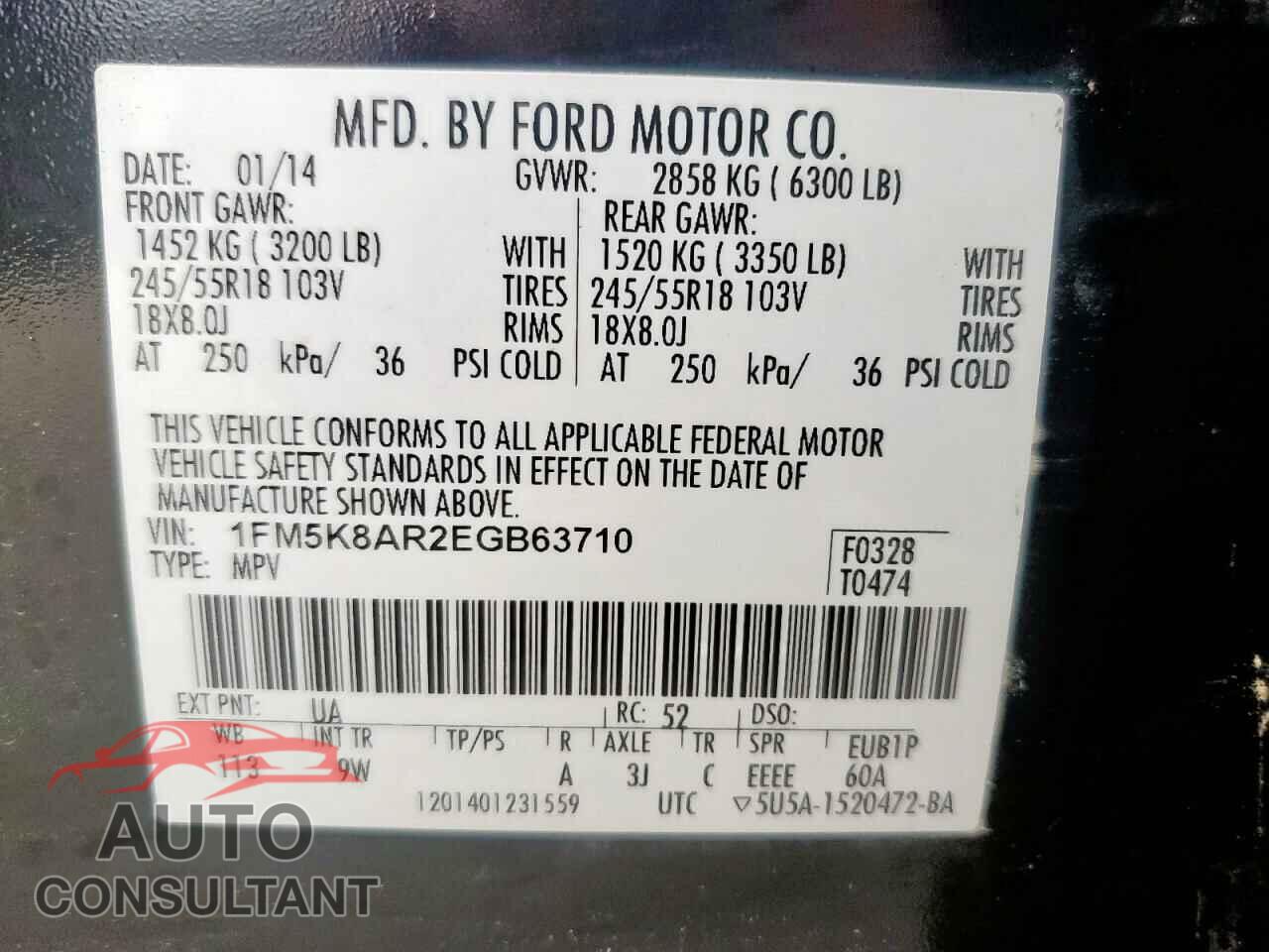FORD EXPLORER 2014 - 1FM5K8AR2EGB63710
