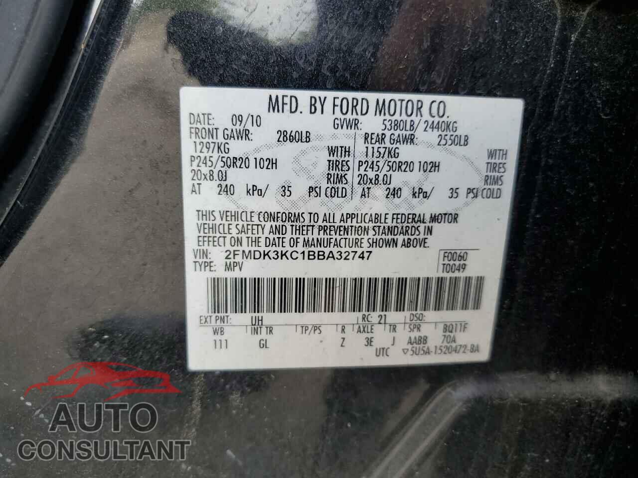 FORD EDGE 2011 - 2FMDK3KC1BBA32747