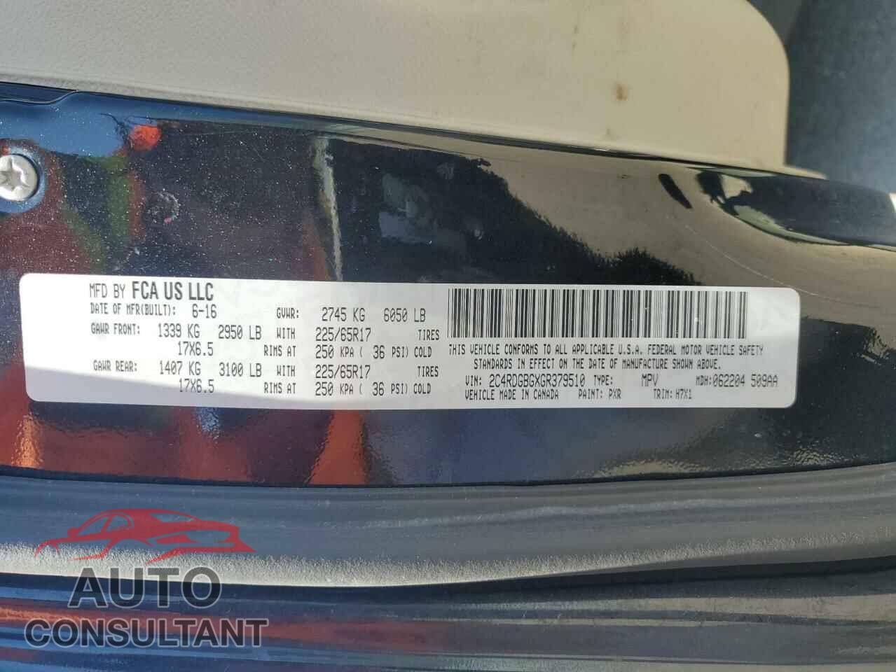 DODGE CARAVAN 2016 - 2C4RDGBGXGR379510