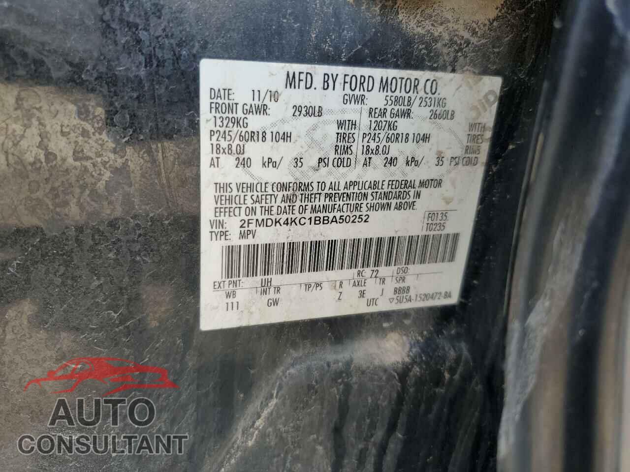 FORD EDGE 2011 - 2FMDK4KC1BBA50252
