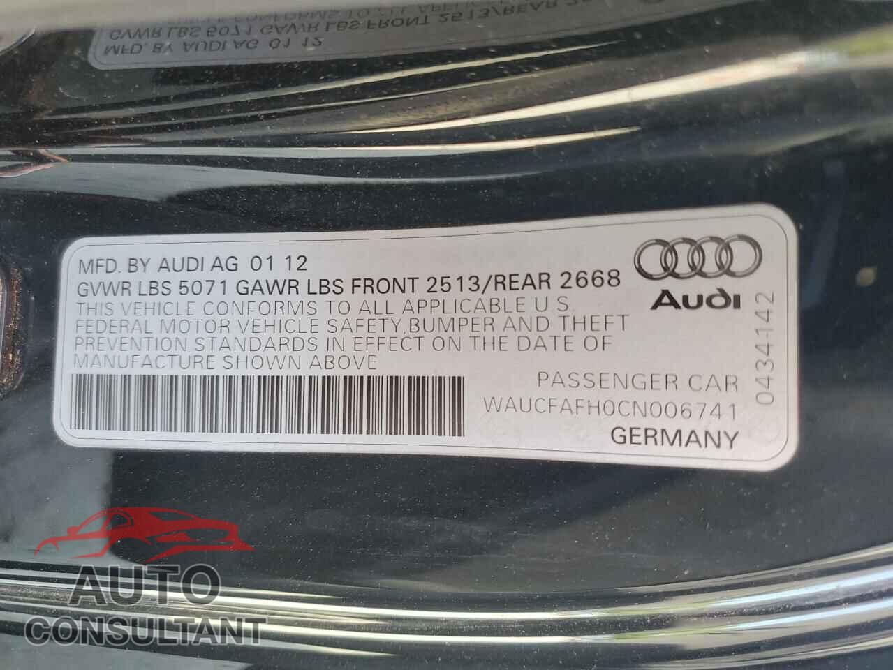 AUDI A5 2012 - WAUCFAFH0CN006741