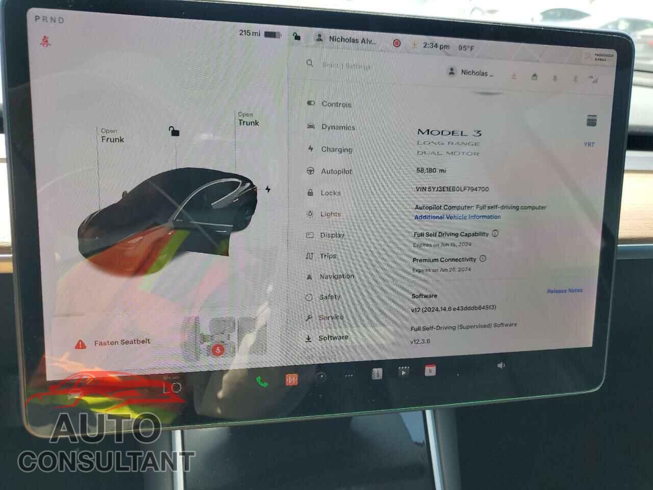 TESLA MODEL 3 2020 - 5YJ3E1EB0LF794700
