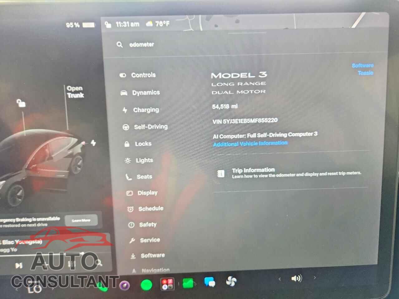 TESLA MODEL 3 2021 - 5YJ3E1EB5MF855220