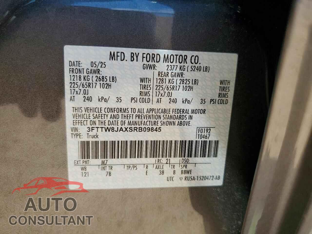 FORD MAVERICK 2025 - 3FTTW8JAXSRB09845