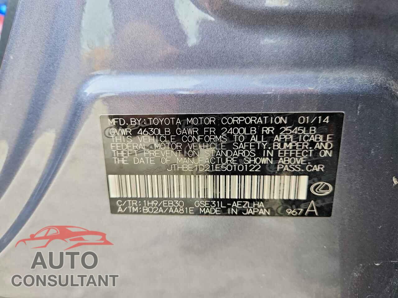 LEXUS IS 2014 - JTHBE1D21E5010122