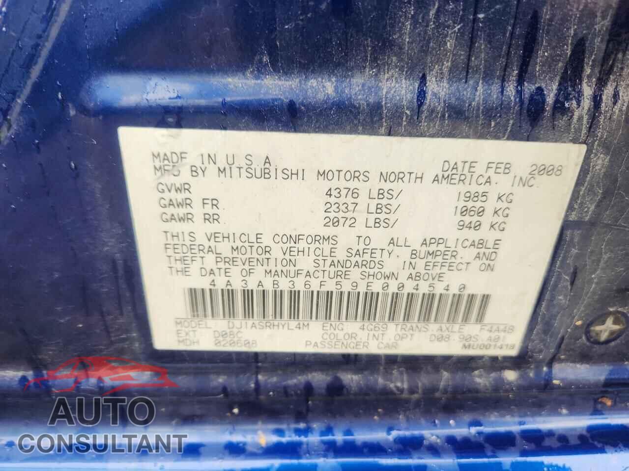 MITSUBISHI GALANT 2009 - 4A3AB36F59E004540