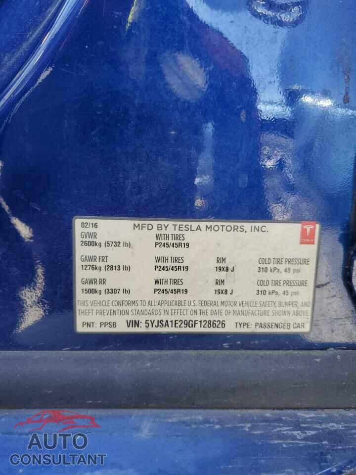 TESLA MODEL S 2016 - 5YJSA1E29GF128626