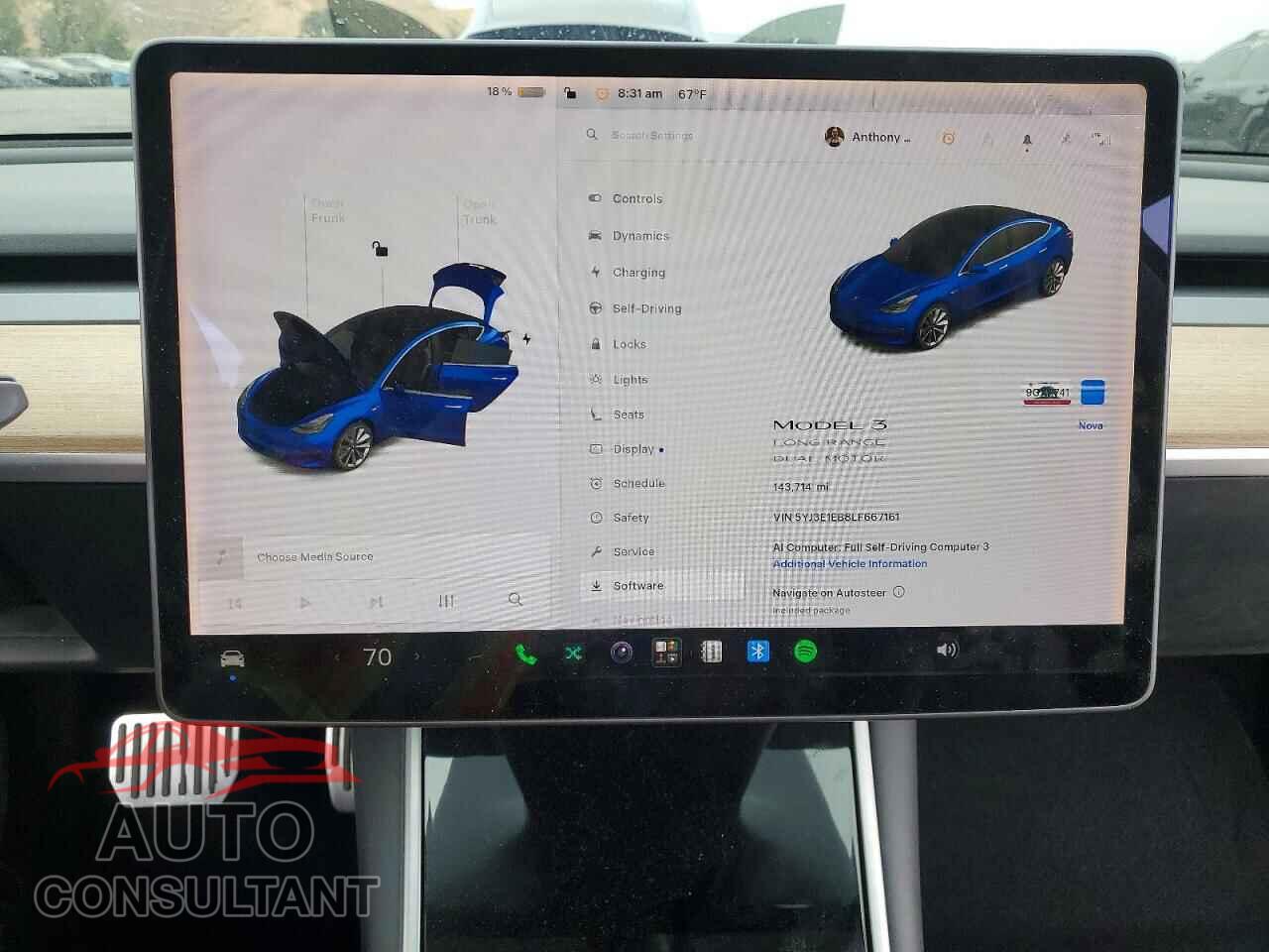 TESLA MODEL 3 2020 - 5YJ3E1EB8LF667161