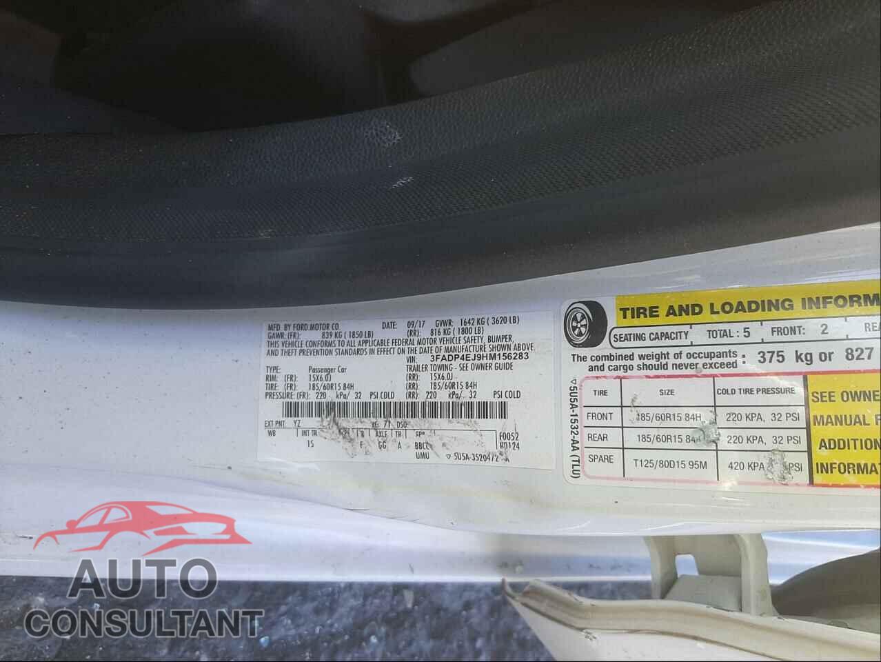 FORD FIESTA 2017 - 3FADP4EJ9HM156283